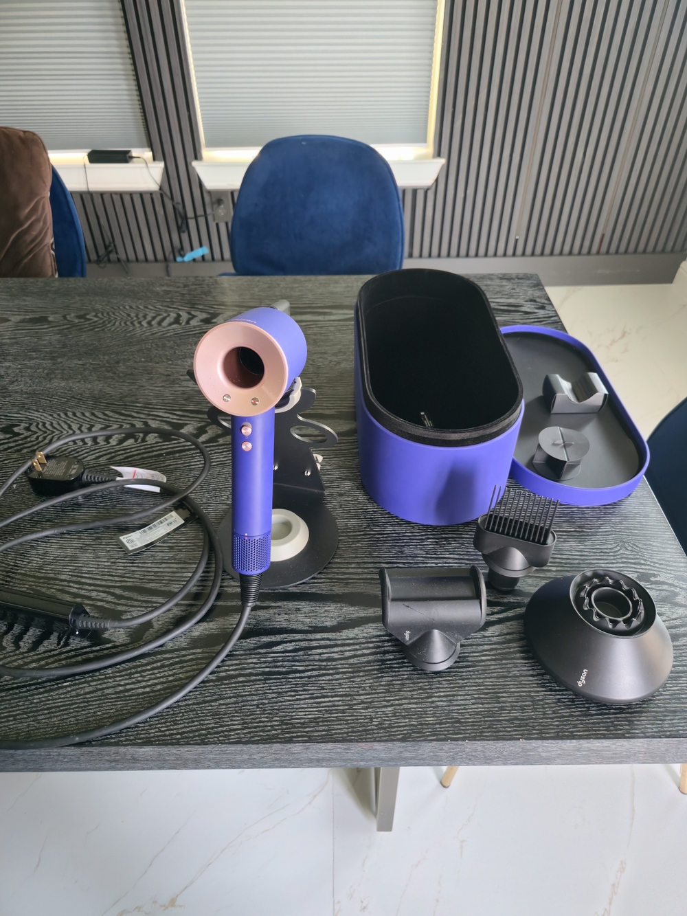 Dyson purple and rose gold Supersonic-style Hair Dryer with Case